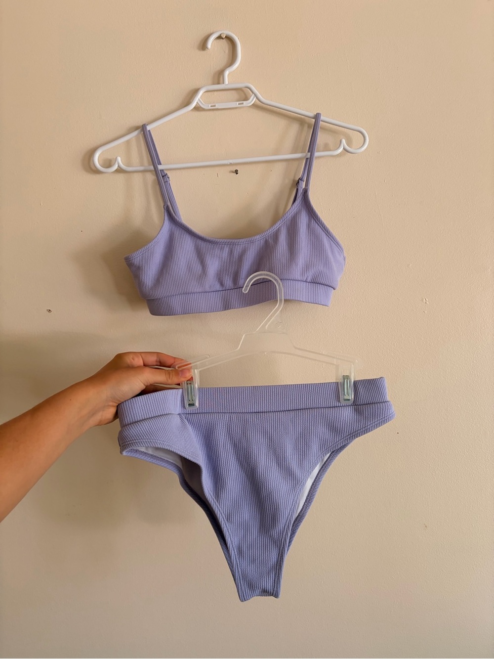 Lilac Ribbed Bikini Set - Two Piece Swimwear